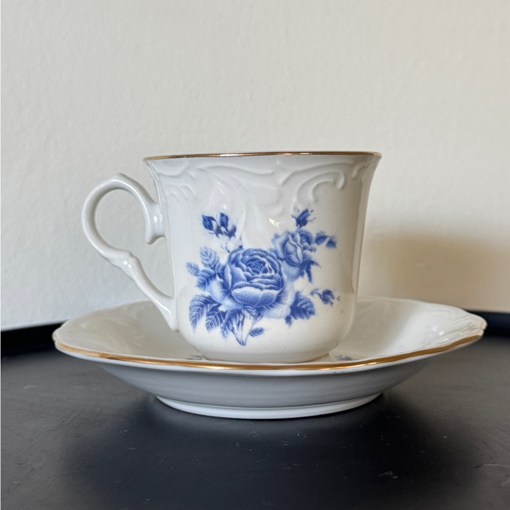 Vintage Floral Teacup and Saucer Set